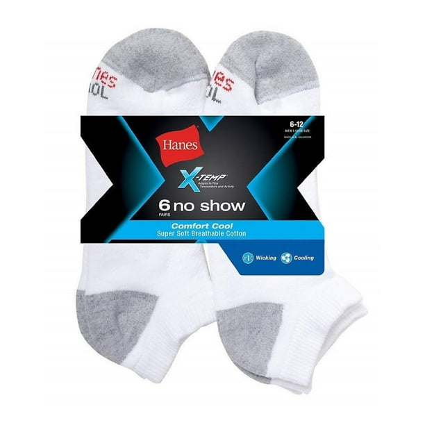 Men/'s No-Show Socks 12-Pack Shoe size 6-12 Hanes Cotton Cushioned Soft Fresh IQ